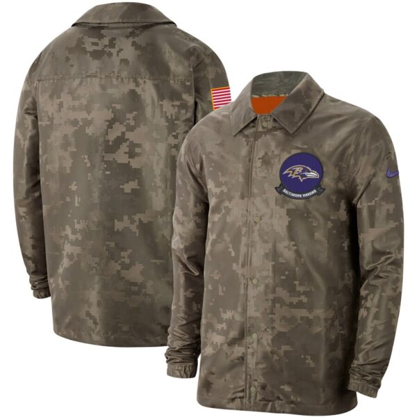 Men's Baltimore Ravens Nike Camo 2019 Salute To Service Sideline Full Zip Lightweight Jacket