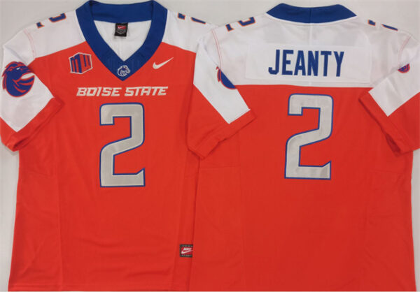 Men's Boise State Broncos #2 Ashton Jeanty Orange White 2024 F.U.S.E. Vapor Limited Stitched Football Jersey