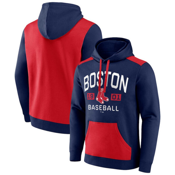 Men's Boston Red Sox Navy Red Chip In Pullover Hoodie