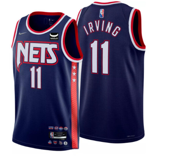 Men's Brooklyn Nets #11 Kyrie Irving 2021 22 Navy Swingman City Edition 75th Anniversary Stitched Basketball Jersey