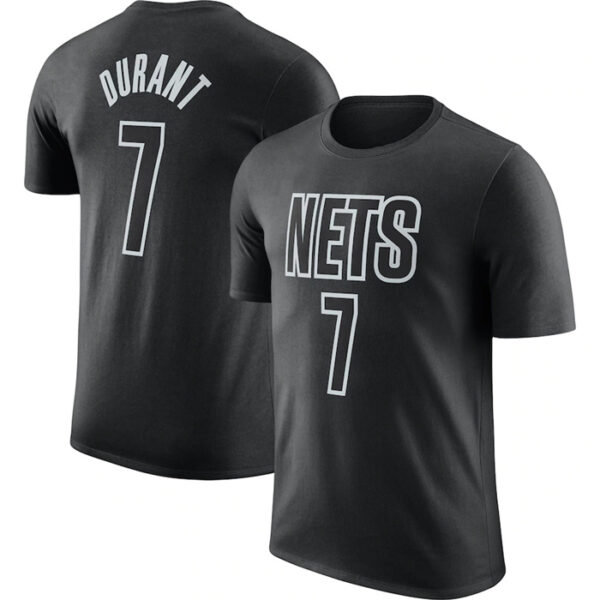 Men's Brooklyn Nets #7 Kevin Durant Black 2022 23 Statement Edition Name & Number T-Shirt