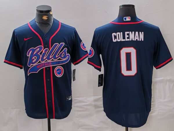 Men's Buffalo Bills #0 Keon Coleman Navy With Patch Cool Base Stitched Baseball Jerseys