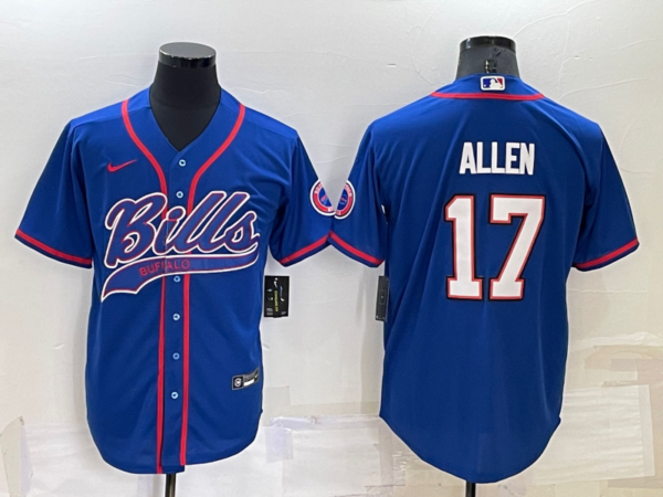 Men's Buffalo Bills #17 Josh Allen Royal Cool Base Stitched Baseball Jersey