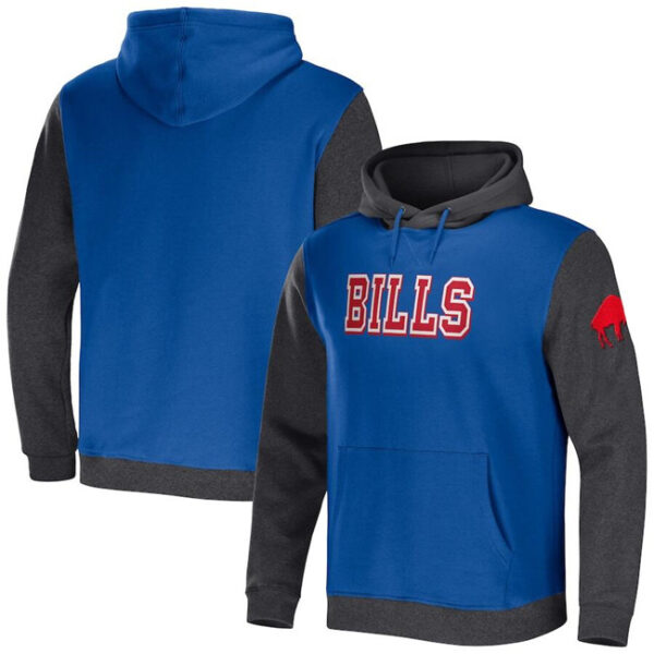 Men's Buffalo Bills X Darius Rucker Collection Royal Heather Charcoal Colorblock Pullover Hoodie