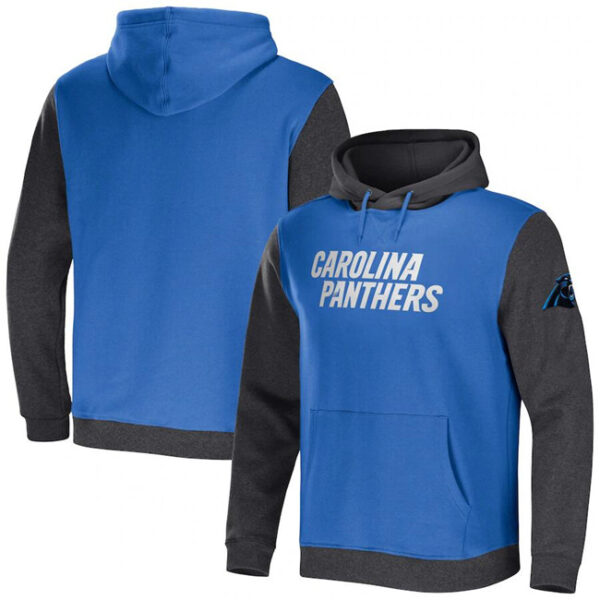 Men's Carolina Panthers X Darius Rucker Collection Blue Charcoal Colorblock Pullover Hoodie