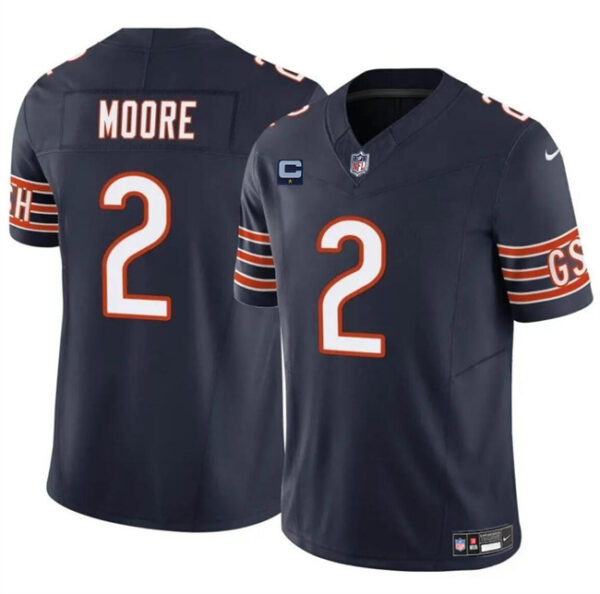 Men's Chicago Bears #2 DJ Moore Navy 2024 F.U.S.E. With 1-Star C Patch Vapor Untouchable Limited Stitched Football Jersey