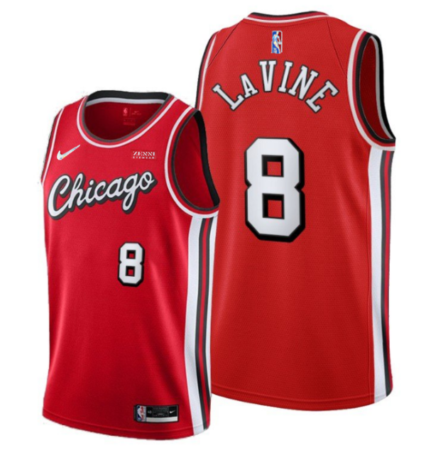 Men's Chicago Bulls #8 Zach Lavine 75th Anniversary Red Edition Swingman Stitched Basketball Jersey