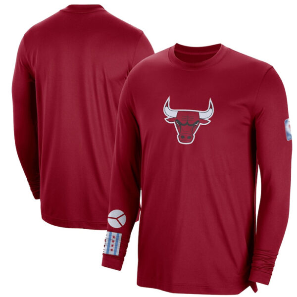 Men's Chicago Bulls Red 2022 23 City Edition Essential Expressive Long Sleeve T-Shirt