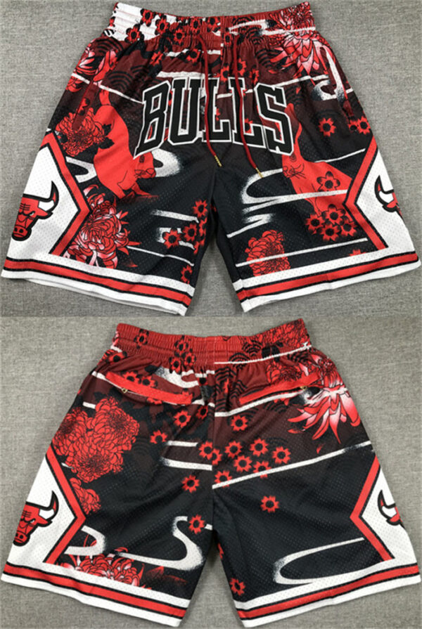 Men's Chicago Bulls Red Black Shorts (Run Small) 001