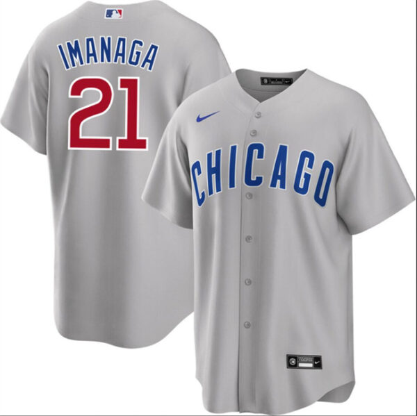 Men's Chicago Cubs #21 Shu014dta Imanaga Grey Cool Base Stitched Baseball Jersey