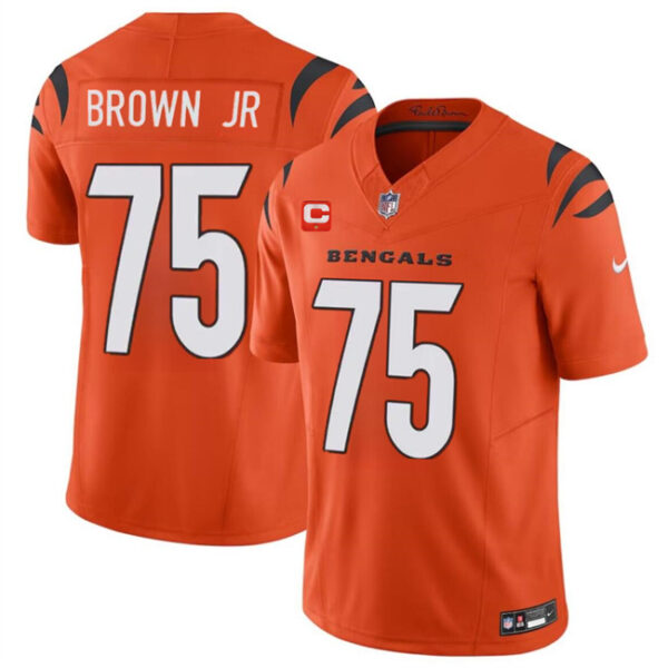 Men's Cincinnati Bengals #75 Orlando Brown Jr. Orange 2024 F.U.S.E With 1-Star C Patch Vapor Untouchable Limited Stitched Jersey