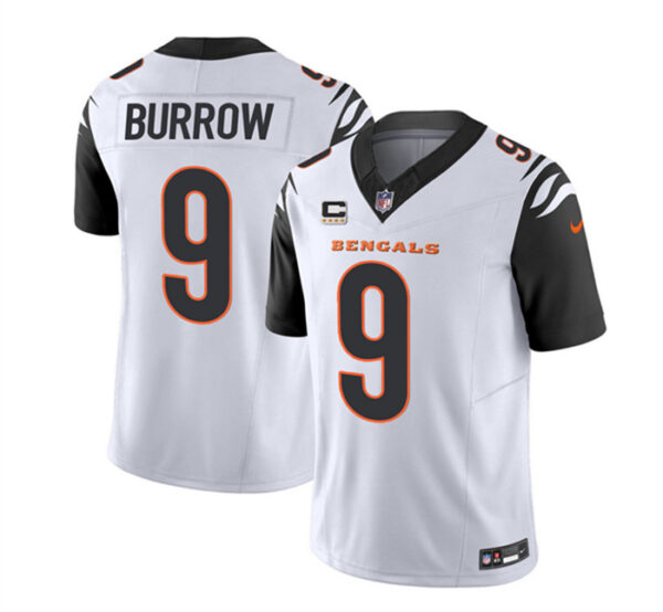 Men's Cincinnati Bengals #9 Joe Burrow 2023 F.U.S.E. White With 4-Star C Patch Vapor Untouchable Limited Stitched Jersey