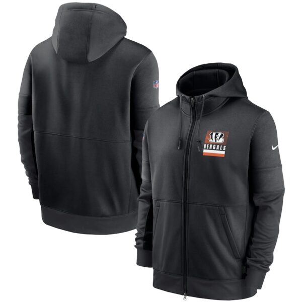 Men's Cincinnati Bengals New 2020 Nike Gray Black Fan Gear Mascot Performance Full Zip Hoodie