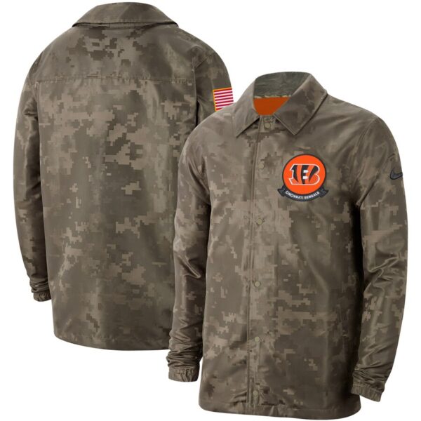 Men's Cincinnati Bengals Nike Camo 2019 Salute To Service Sideline Full Zip Lightweight Jacket