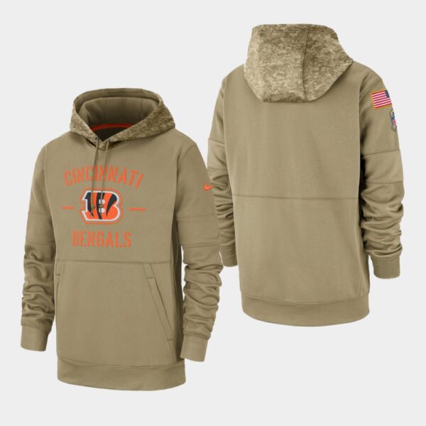 Men's Cincinnati Bengals Tan 2019 Salute to Service Sideline Therma Pullover Hoodie