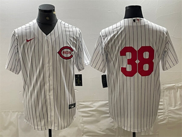 Men's Cincinnati Reds #38 Jose Barrero White Field Of Dreams Stitched Baseball Jersey