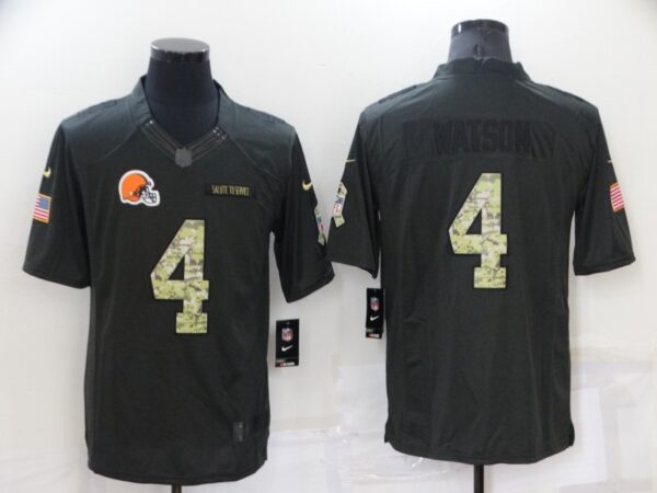 Men's Cleveland Browns #4 Deshaun Watson Black Salute To Service Limited Stitched Jersey