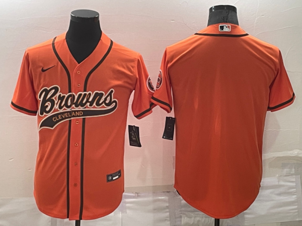 Men's Cleveland Browns Blank Orange Stitched Jersey