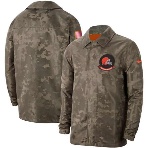 Men's Cleveland Browns Nike Camo 2019 Salute To Service Sideline Full Zip Lightweight Jacket