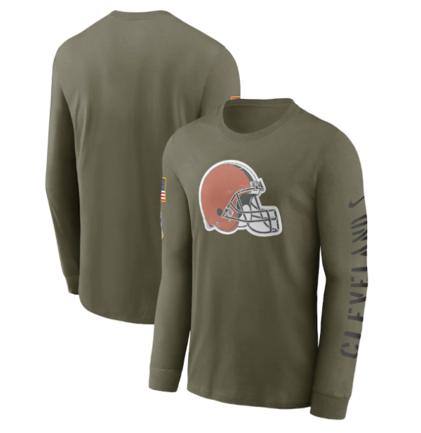 Men's Cleveland Browns Olive 2022 Salute To Service Long Sleeve T-Shirt