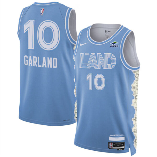 Men's Cleveland Cavaliers #10 Darius Garland Light Blue 2024 25 City Edition Stitched Jersey