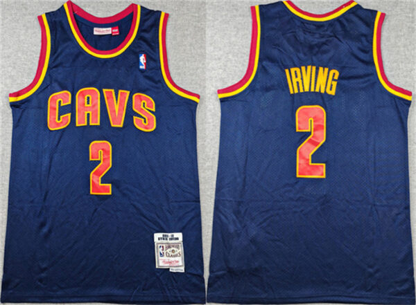 Men's Cleveland Cavaliers #2 Kyrie Irving Navy Throwback Stitched Jersey