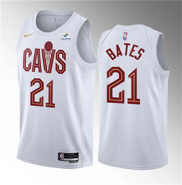 Men's Cleveland Cavaliers #21 Emoni Bates White 2023 Draft Association Edition Stitched Jersey