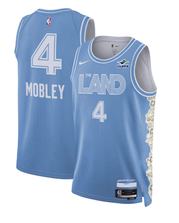 Men's Cleveland Cavaliers #4 Evan Mobley Light Blue 2024 25 City Edition Stitched Jersey