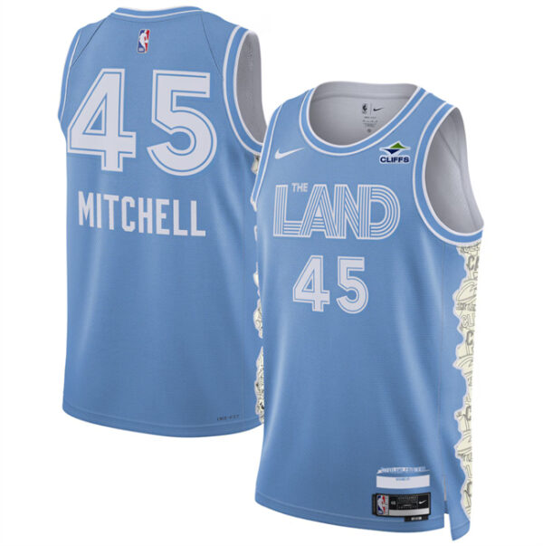 Men's Cleveland Cavaliers #45 Donovan Mitchell Light Blue 2024 25 City Edition Stitched Jersey