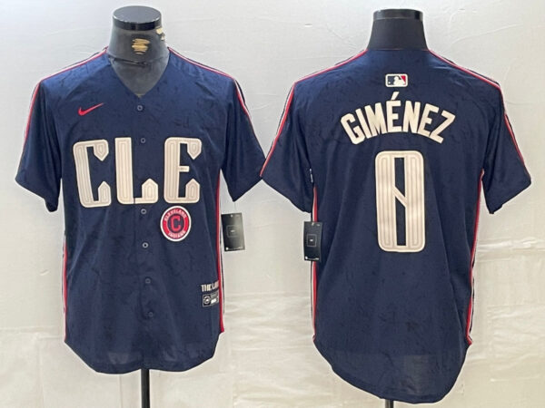 Men's Cleveland Guardians #0 Andrés Giménez Navy 2024 City Connect Limited Stitched Jerseys