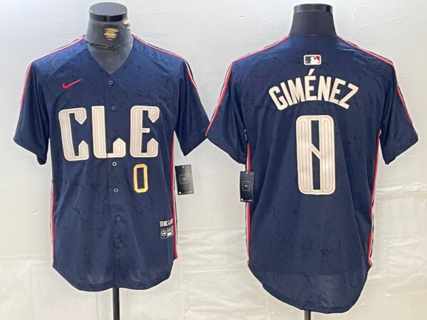 Men's Cleveland Guardians #0 Andrés Giménez Navy 2024 City Connect Limited Stitched Jerseys