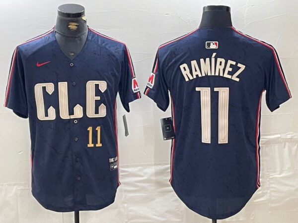 Men's Cleveland Guardians #11 José Ramírez Navy 2024 City Connect Limited Stitched Baseball Jerseys