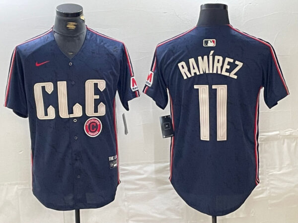 Men's Cleveland Guardians #11 José Ramírez Navy 2024 City Connect Limited Stitched Baseball Jerseys