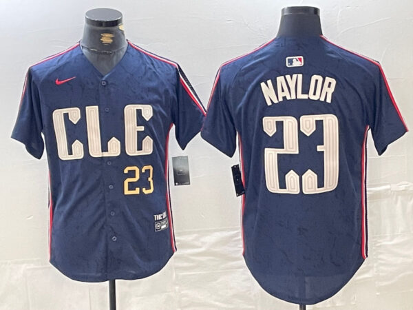 Men's Cleveland Guardians #23 Bo Naylor Navy 2024 City Connect Limited Stitched Jerseys