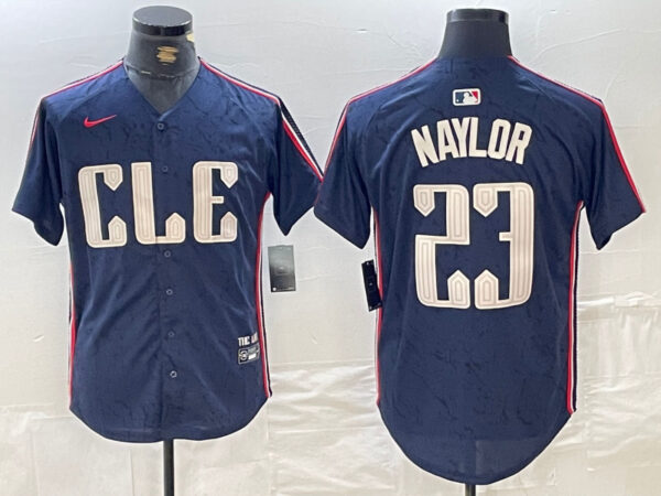 Men's Cleveland Guardians #23 Bo Naylor Navy 2024 City Connect Limited Stitched Jerseys