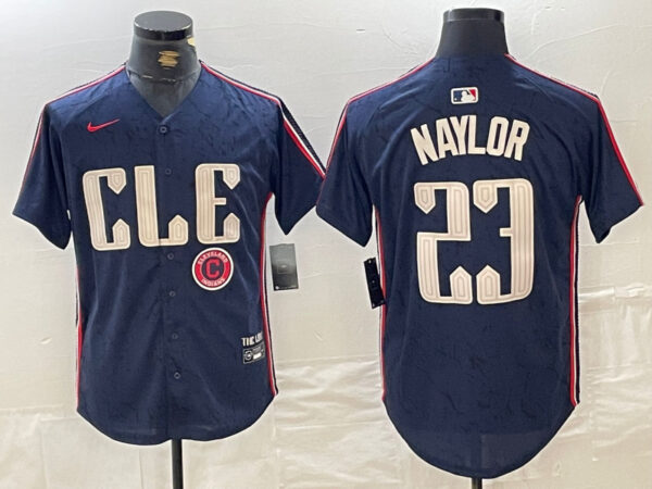 Men's Cleveland Guardians #23 Bo Naylor Navy 2024 City Connect Limited Stitched Jerseys