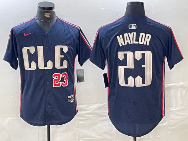 Men's Cleveland Guardians #23 Bo Naylor Navy 2024 City Connect Limited Stitched jerseys