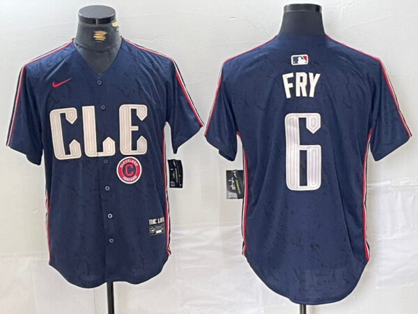 Men's Cleveland Guardians #6 David Fry Navy 2024 City Connect Limited Stitched Baseball Jerseys