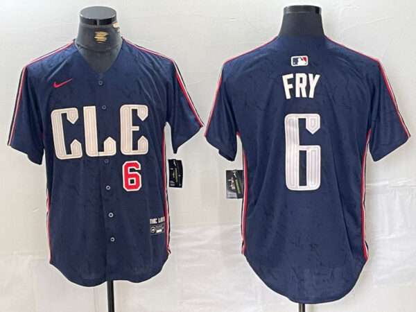 Men's Cleveland Guardians #6 David Fry Navy 2024 City Connect Limited Stitched Baseball Jerseys