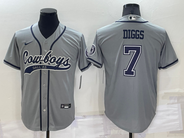 Men's Dallas Cowboys #7 Trevon Diggs Grey Cool Base Stitched Baseball Jersey