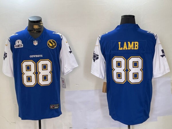 Men's Dallas Cowboys #88 CeeDee Lamb 2024 F.U.S.E. Navy Gold With Texas & John Madden Patch Stitched Football Jerseys