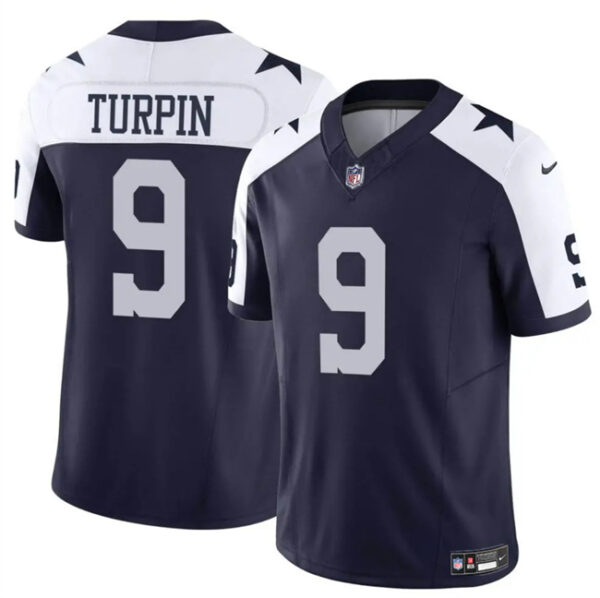 Men's Dallas Cowboys #9 KaVontae Turpin Navy White Thanksgiving Vapor Untouchable Limited Stitched Football Jersey