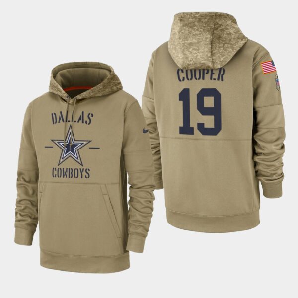 Men's Dallas Cowboys Amari Cooper 2019 Salute to Service Sideline Therma Pullover Hoodie - Tan