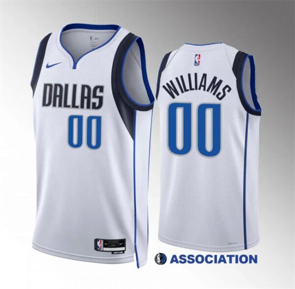 Men's Dallas Mavericks #00 Brandon Williams White Association Edition Stitched Basketball Jersey