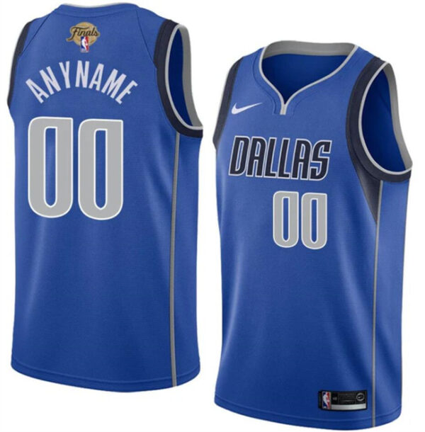 Men's Dallas Mavericks Active Player Custom Blue 2024 Finals Icon Edition Stitched Basketball Jersey