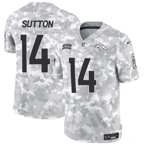 Men's Denver Broncos #14 Courtland Sutton 2024 F.U.S.E Arctic Camo Salute To Service Limited Stitched Football Jersey