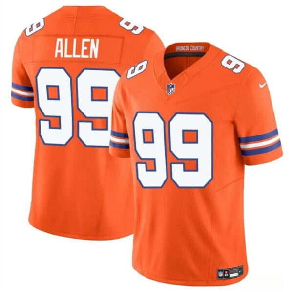 Men's Denver Broncos #99 Zach Allen Orange F.U.S.E. Mile High Collection 1977 Throwback Vapor Limited Stitched Football Jersey