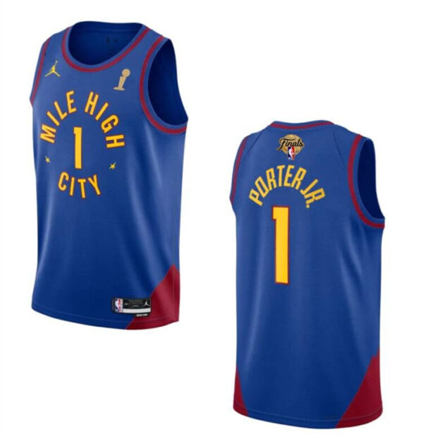 Men's Denver Nuggets #1 Michael Porter Jr. Blue 2023 Finals Champions Statement Edition Stitched Basketball Jersey