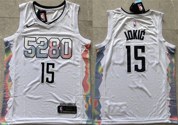 Men's Denver Nuggets #15 Nikola Jokić White 2024 City Edition Stitched Basketball Jersey