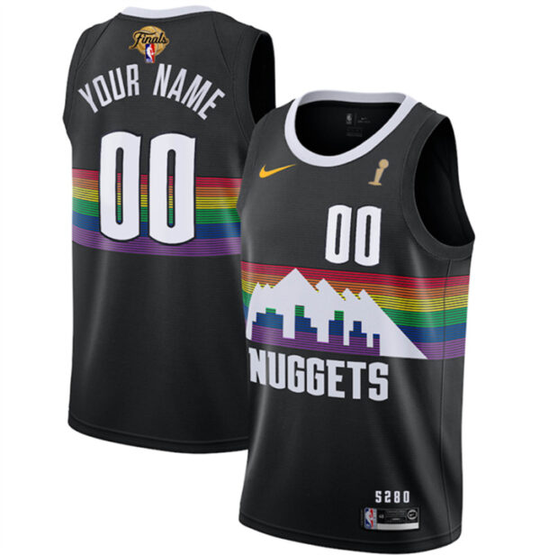 Men's Denver Nuggets Active Player Custom Black 2023 Finals Champions City Edition Stitched Basketball Jersey